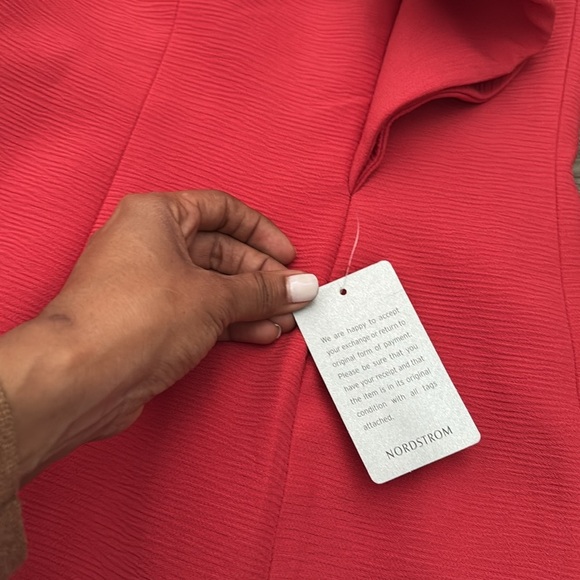 NWT C/MEO COLLECTIVE orange/red rust Ruffle One-Shoulder mini  fit and flare M - Picture 5 of 9